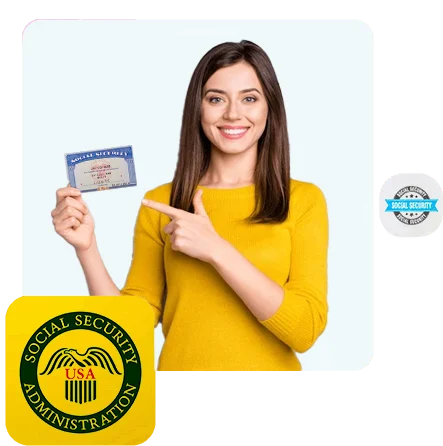 girl holding social security card template psd